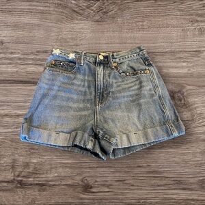 Gap Women’s Super High Rise Denim Jean Shorts Cuffed Size 26 Stars Bandanna